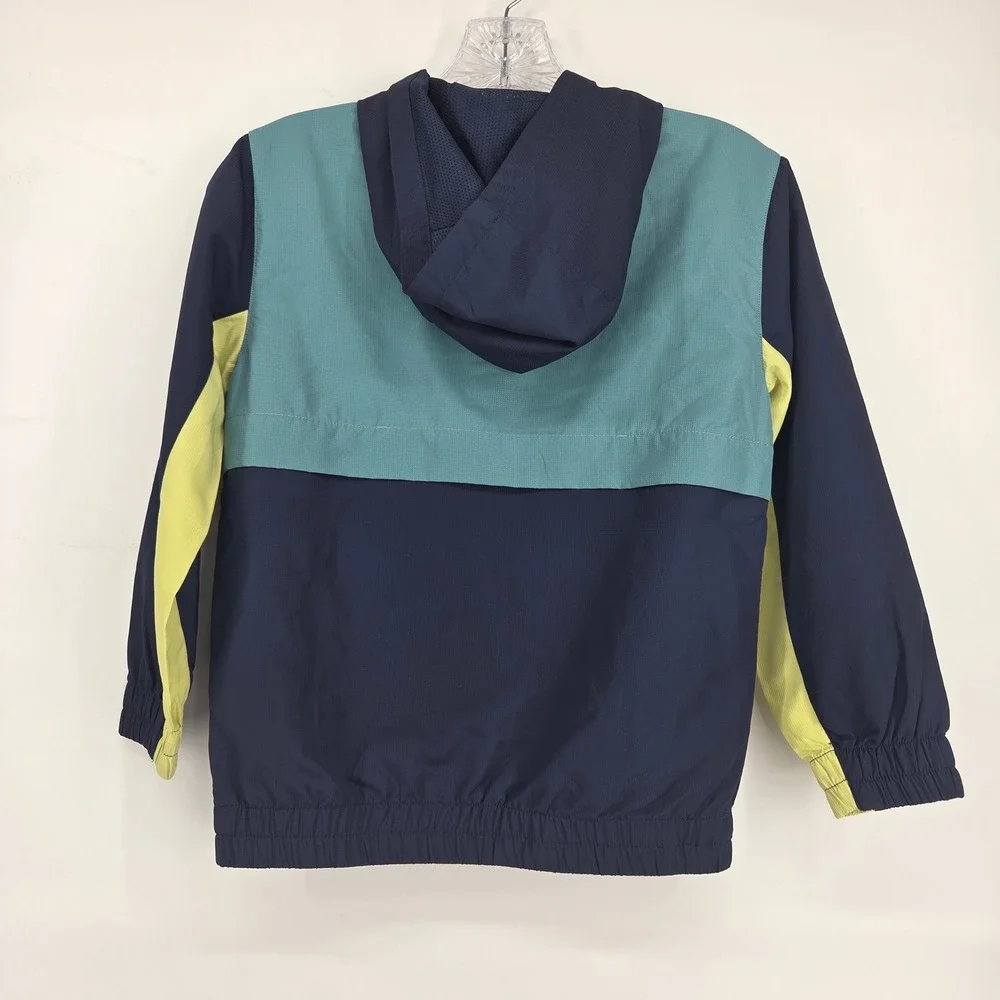 Tommy Bahama Windbreaker M 7/8 Blue Teal Yellow Hooded Jacket Sporty Coastal